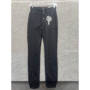 Dollhouse Ultra Soft Comfy Jeans Women 5/6 Button Fly Curvy High Rise Skinny